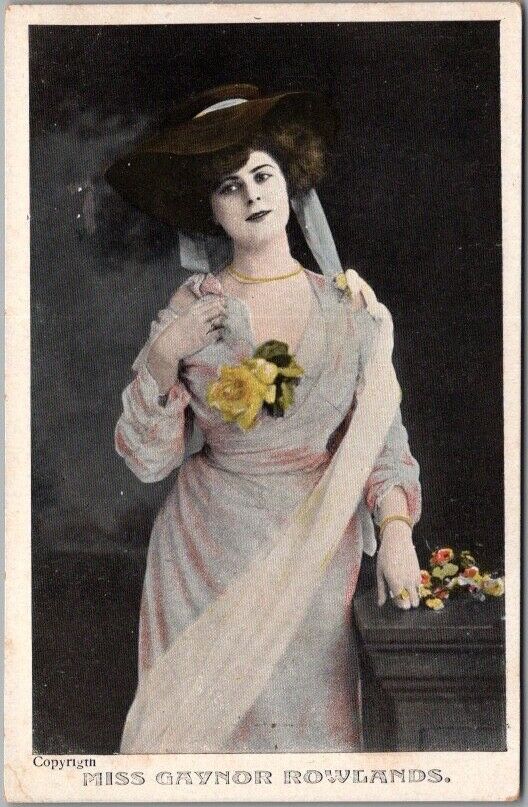 Vintage 1900s MISS GAYNOR ROWLANDS Postcard British Welsh Singer Actress /Unused