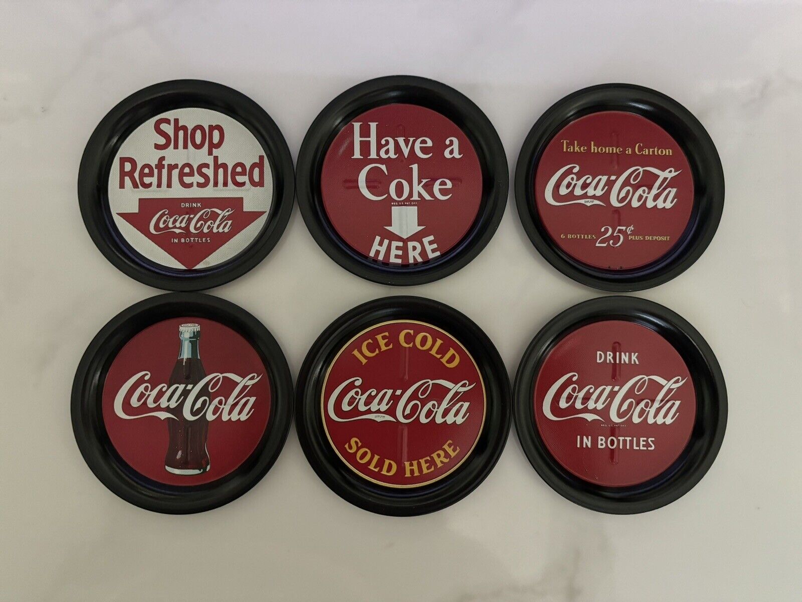 Coca Cola Vintage 1993 Metal Coasters, Set of 6, 3.5\