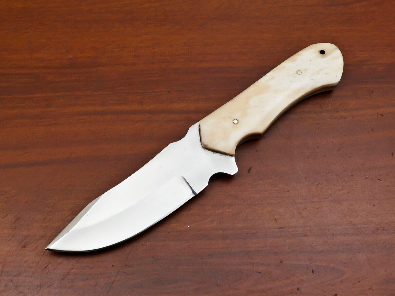 CUSTOM HAND MADE D2 BLADE STEEL SKINNING HUNTING KNIFE- CAMEL BONE - HB-3813