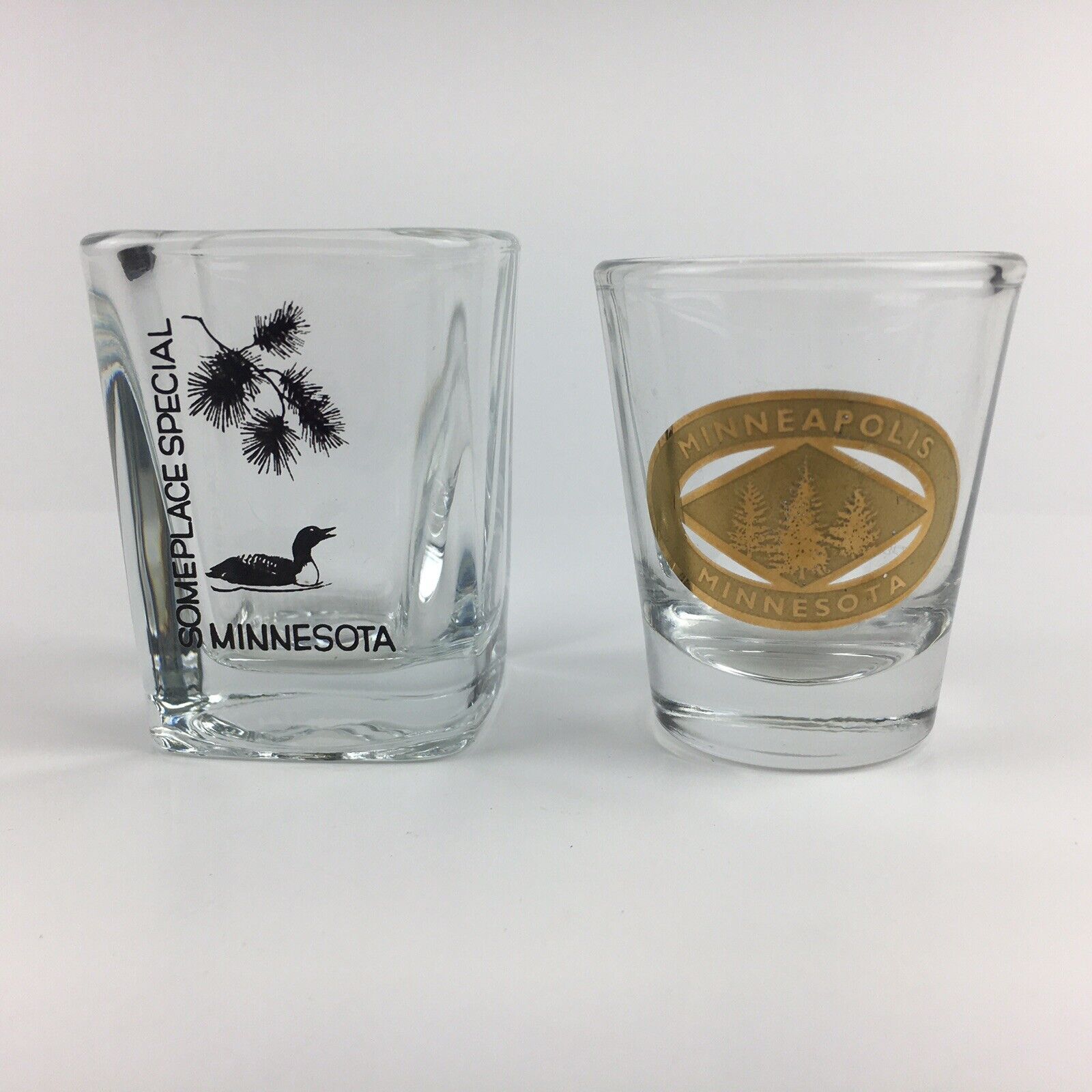 Two Minnesota Shot Glasses In Excellent Condition Collectible Gift