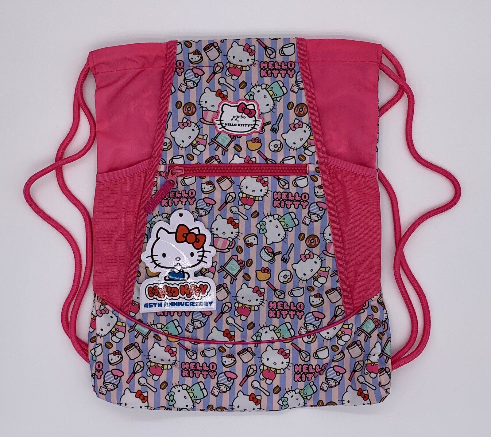 New Sanrio HELLO KITTY Multi-colored 45th Anniversary Jujube Drawstring Backpack