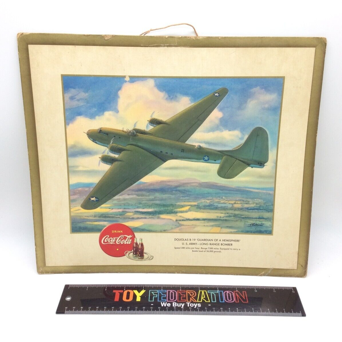 1943 WWII Coca Cola Print DOUGLAS B-19 \'GUARDIAN OF THE HEMISPHERE\' Army Bomber