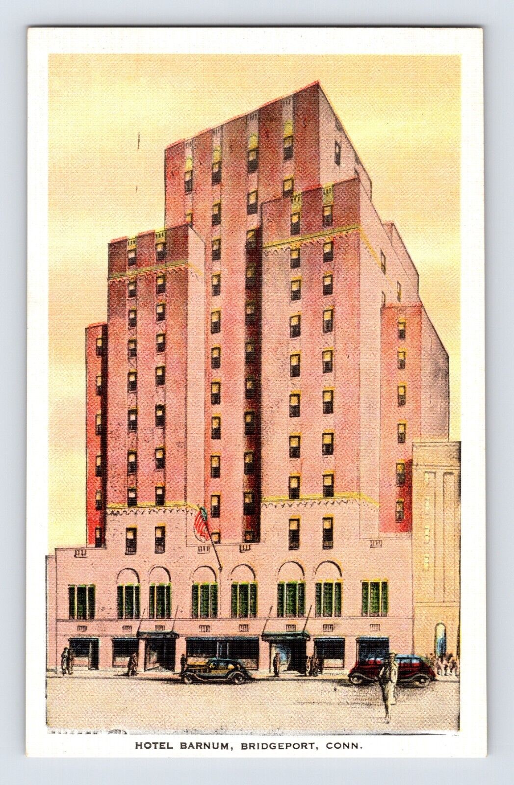 Postcard Connecticut Bridgeport CT Hotel Barnum 1940s Unposted Linen