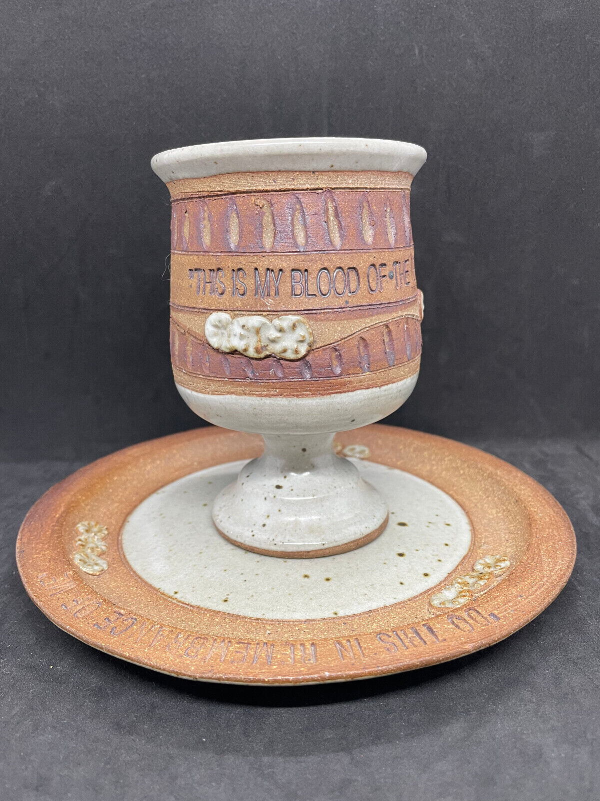Easter Do This in Remembrance Communion Chalice & Paten Pottery