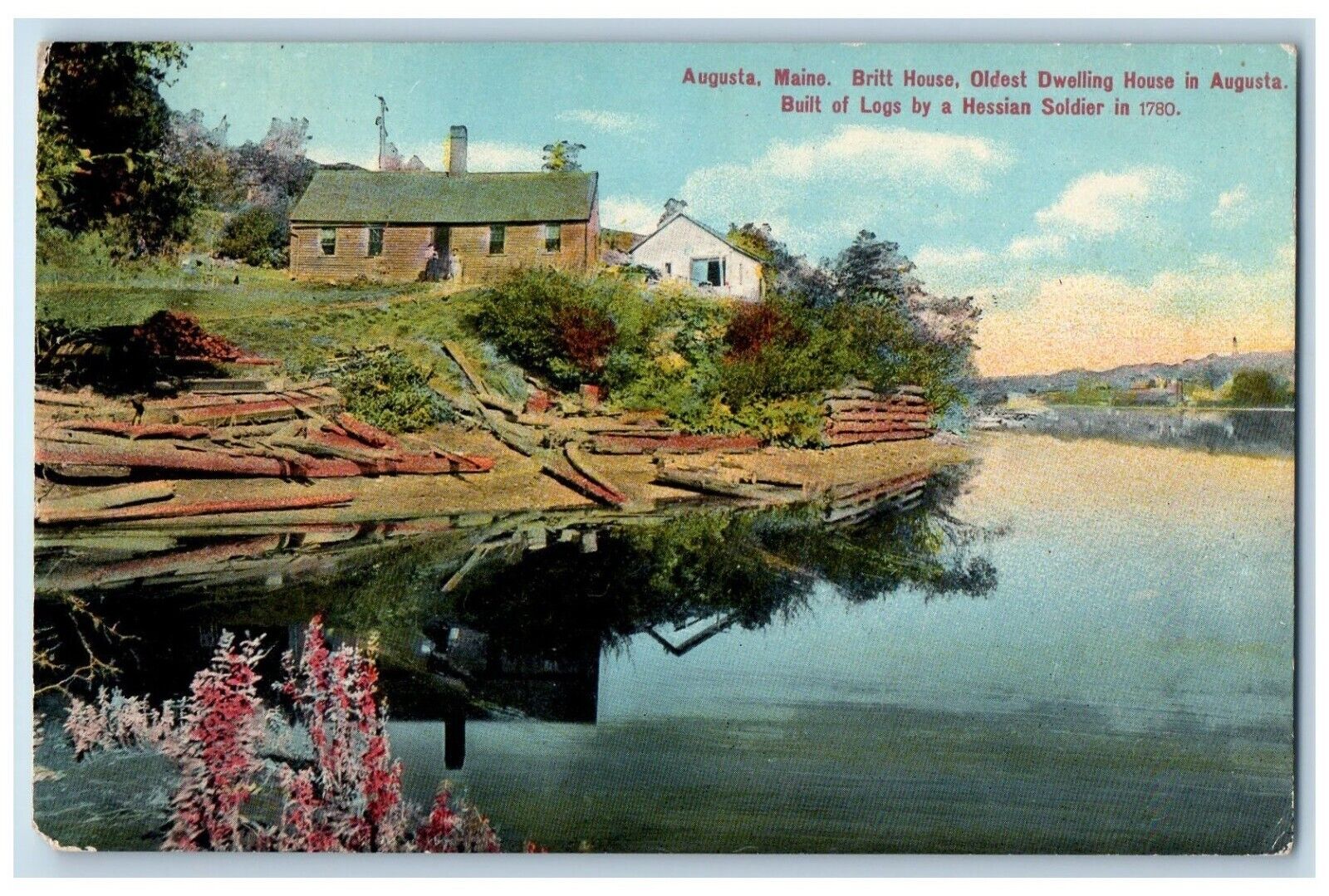 c1910 Britt House Dwelling House Hessian Soldier Exterior Augusta Maine Postcard