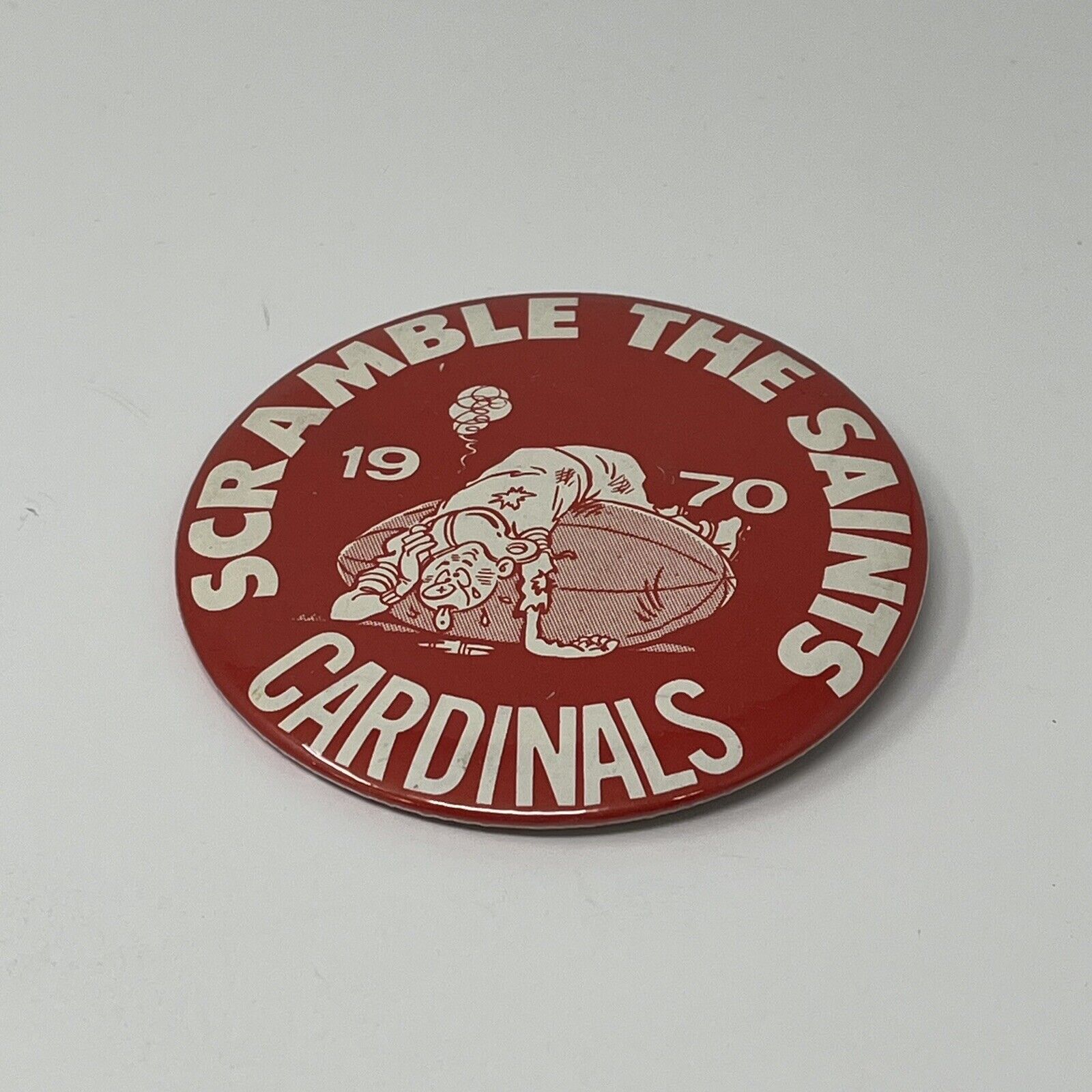 1970 Cardinals Scramble The Saints Harmony Minnesota High School Football Button