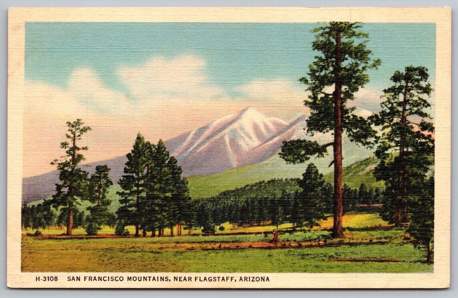 San Francisco Mountains Near Flagstaff Arizona Az Linen Unp Postcard
