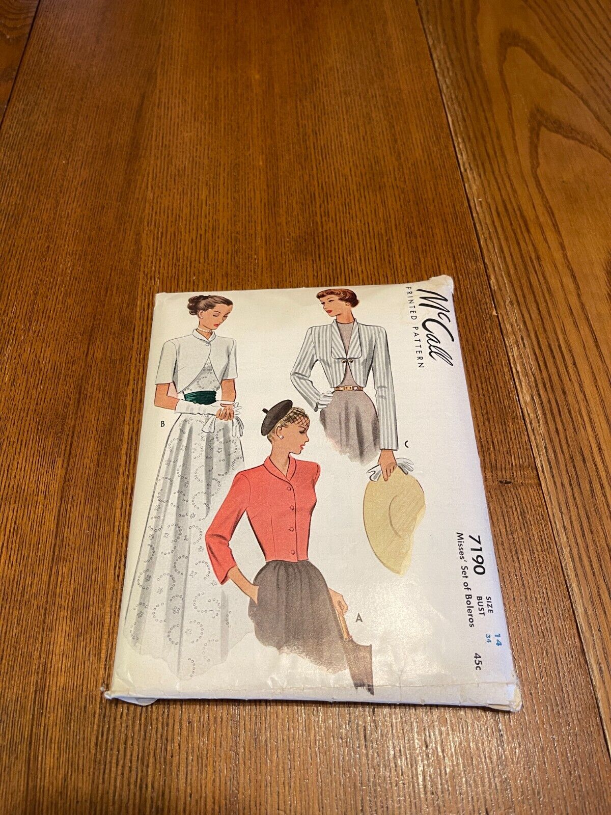 VTG 1948 McCall Couture Set of Boleros Pattern