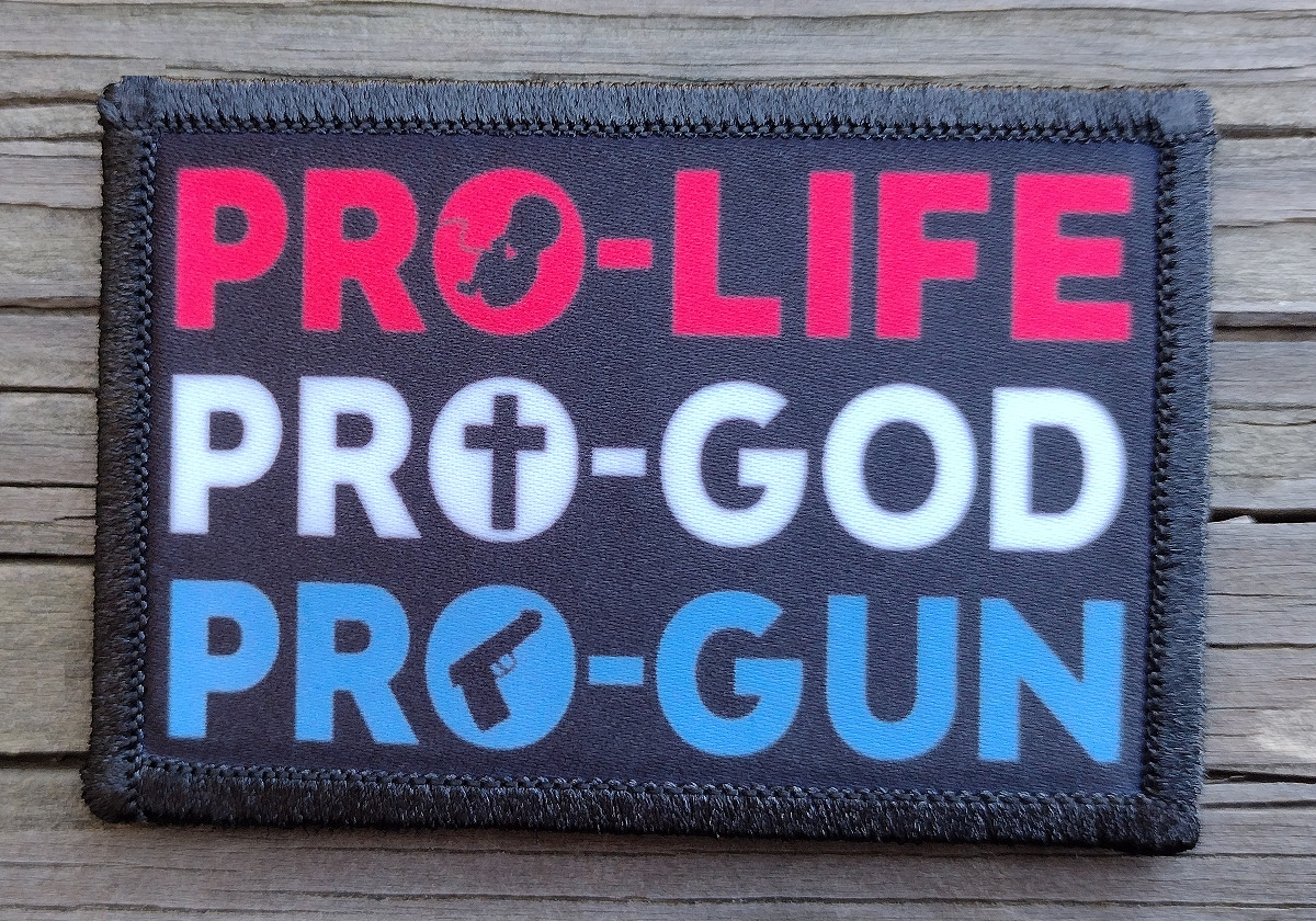 Pro Life God Gun Morale Patch Hook & Loop Religious Army Custom Tactical 2A Gear