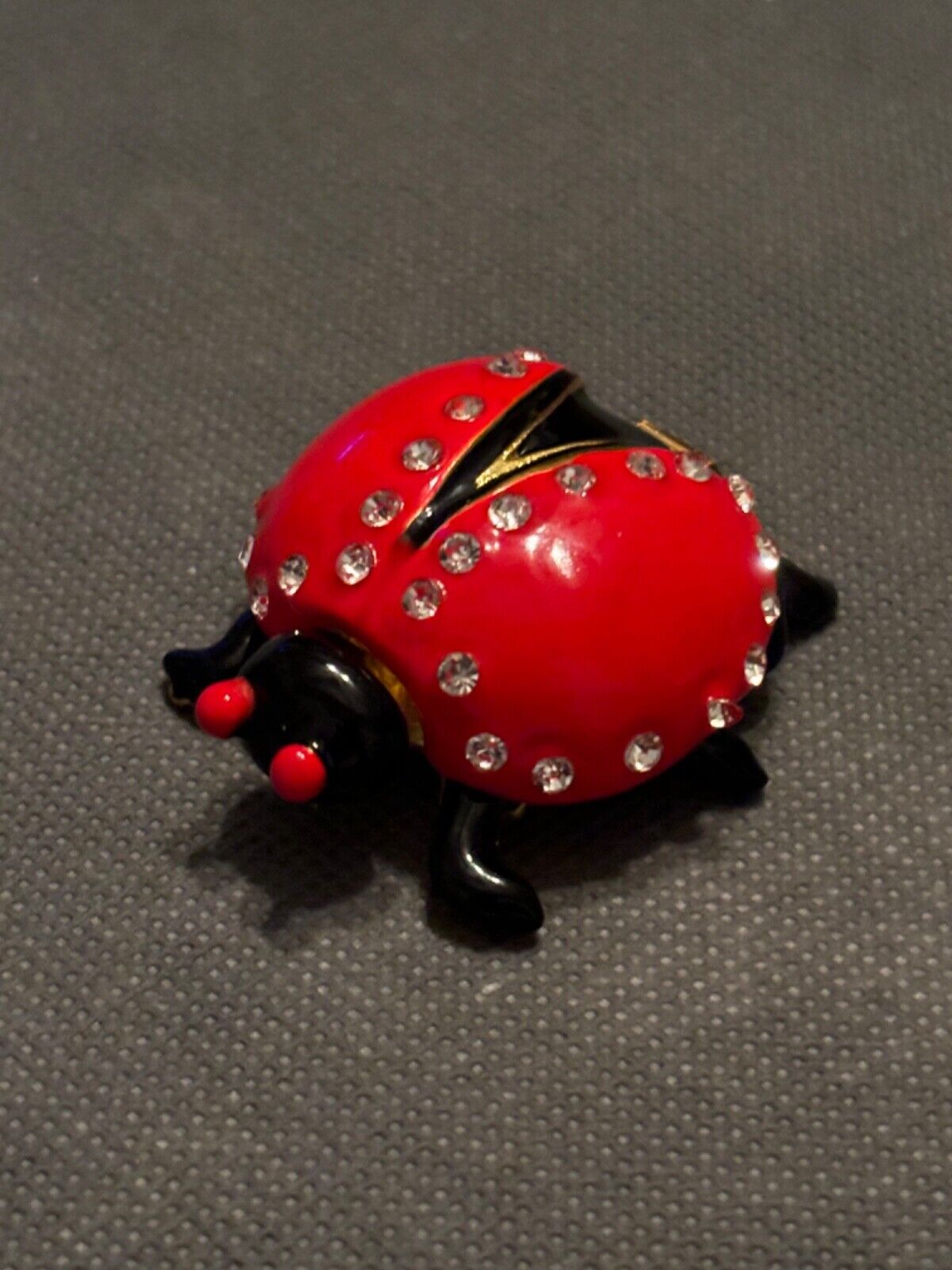 Ladybug Jeweled Enamel Magnetic Hinged Trinket Box
