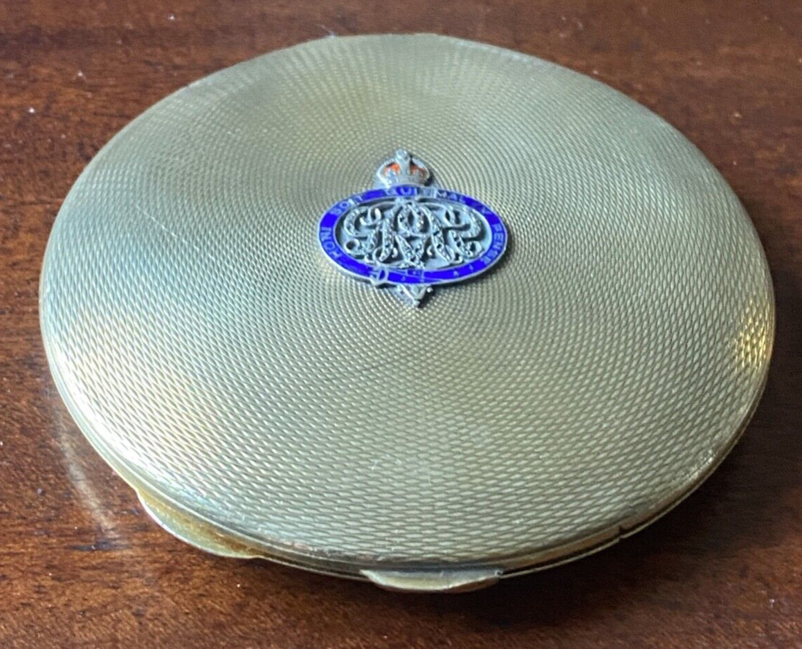 Antique Royal Gift King George VI Queen Elizabeth Asprey Silver Gilt Compact