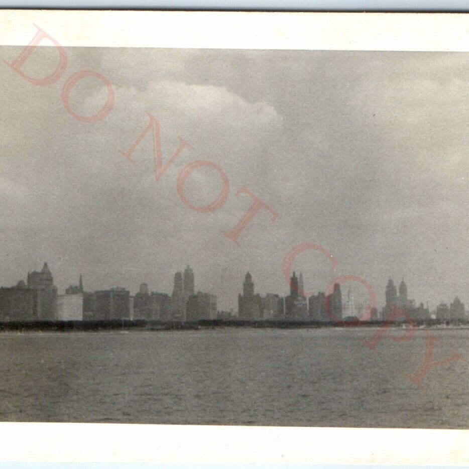 c1940s Chicago IL Downtown Skyline Lake Michigan Shore Real Photo Buildings C9