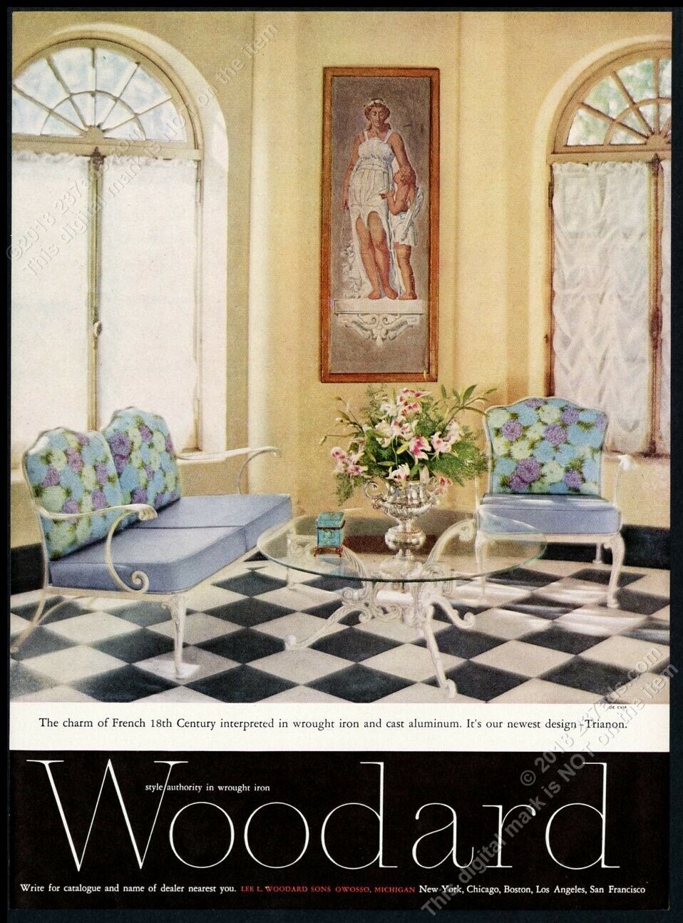 1958 Woodard wrought iron Trianon chair loveseat table photo vintage print ad