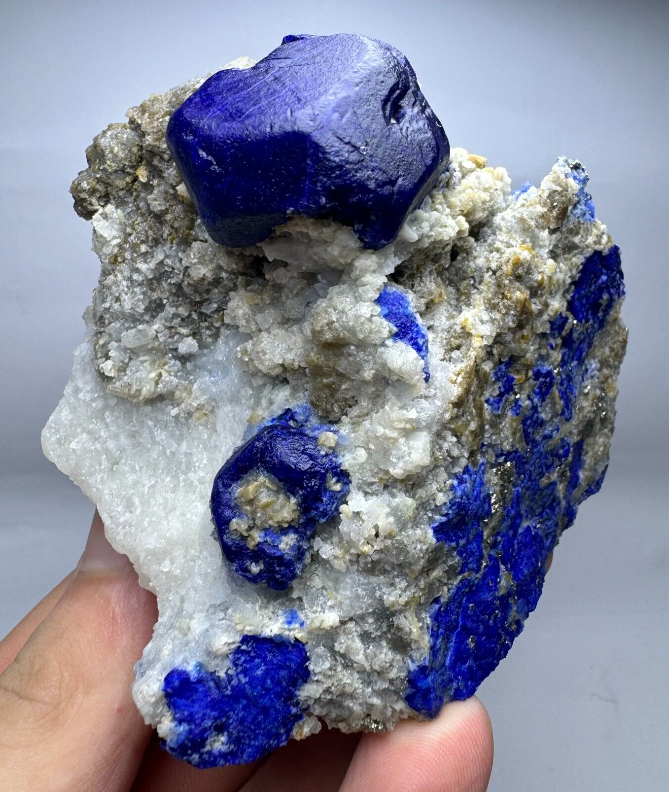 586 Gm Full Terminated Royal Blue Lazurite Crystals On Matrix @AFG