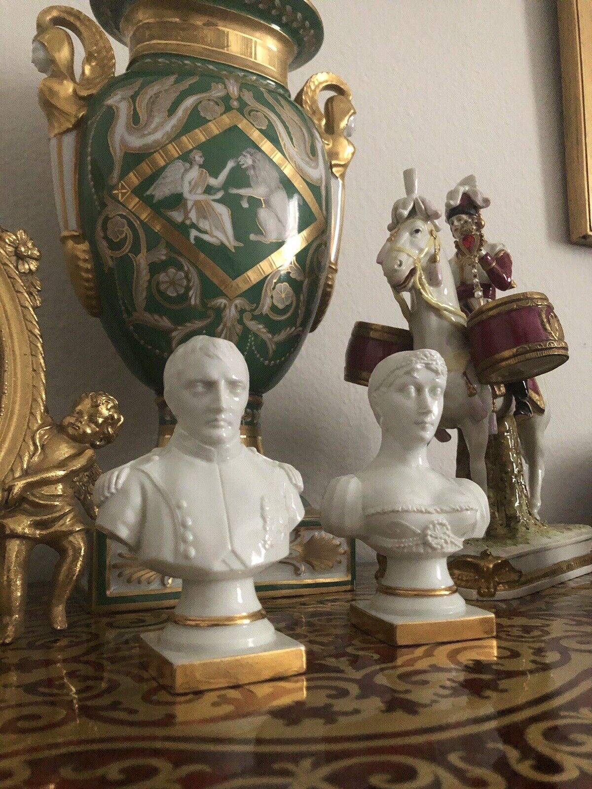 Vintage Limoges Bisque Porcelain Bust French Emperor Napoleon and Josephine Set
