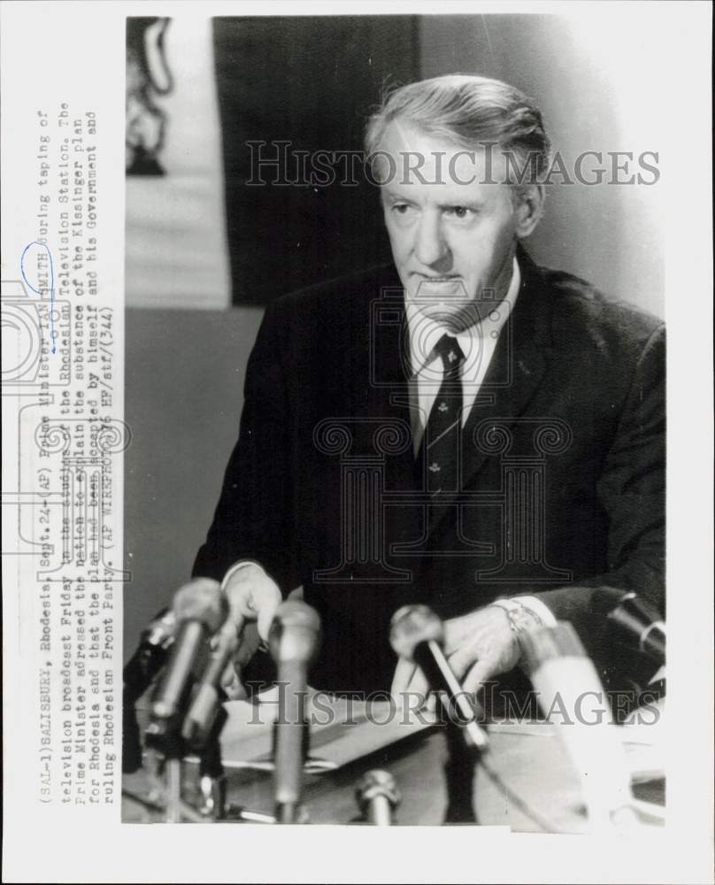 1976 Press Photo Rhodesian Prime Minister Ian Smith addressed the nation
