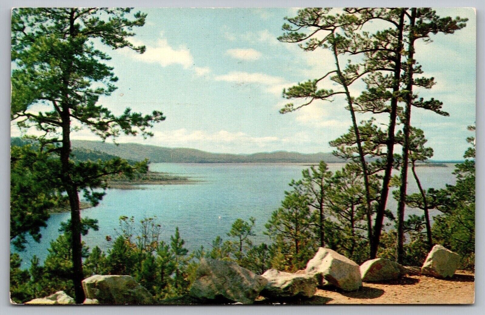 Lake Ouachita Hot Springs Arkansas Lakefront Mountains Cancel 1959 PM Postcard