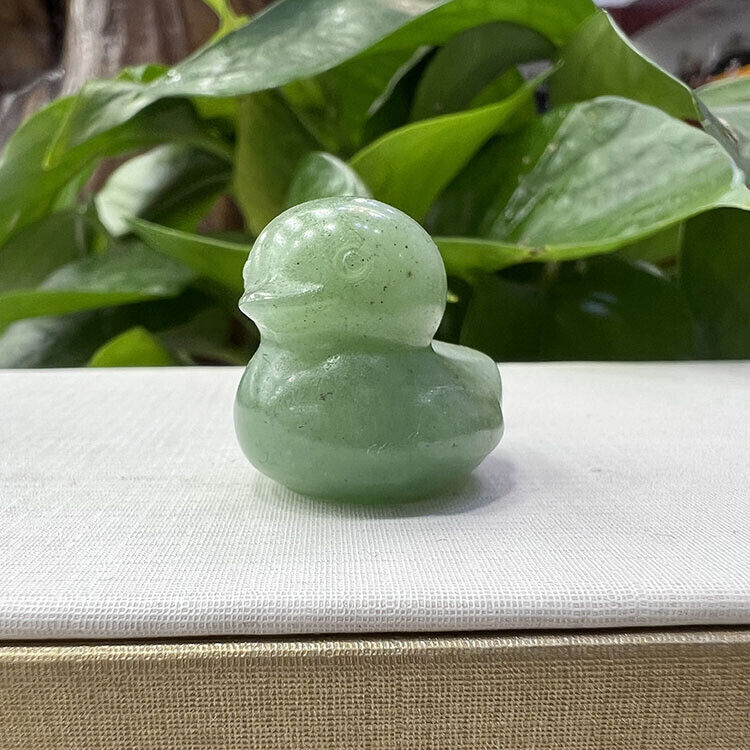 Natural Crystal Duck Statue Hand Carved Stone Cute Home Decor Mineral Specimen