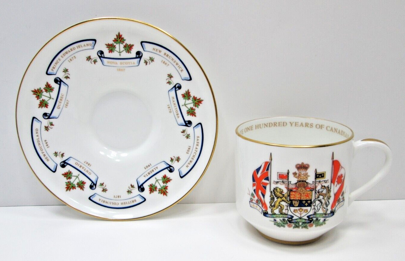 Aynsley England Canadian Centennial 1967 Commemorative China Tea Cup and Saucer