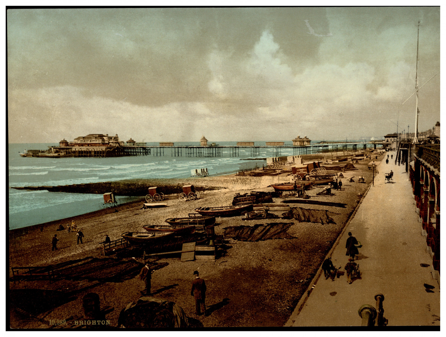 England. Brighton. The Pier from the East.  Vintage Photochrome by P.Z, Photoc