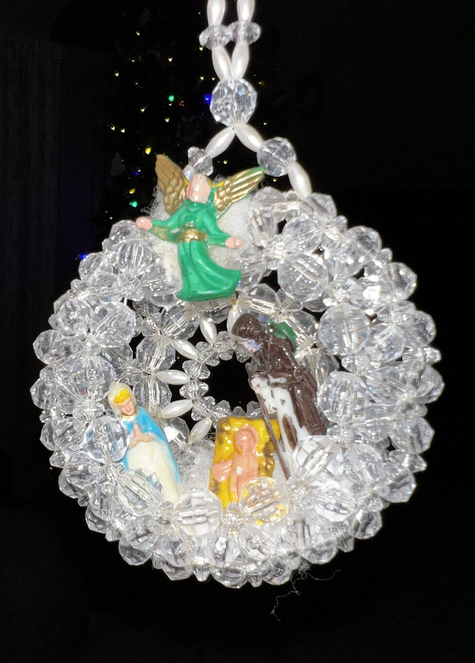 Vtg Kitschy Christmas Ornament Nativity Scene RARE