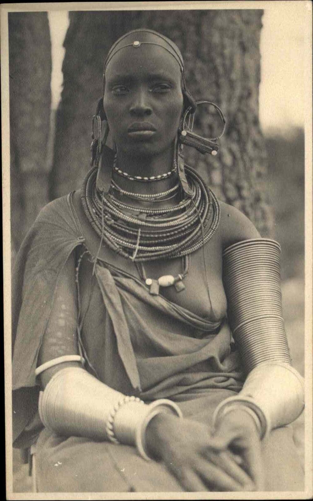 Vintage ZAGOURSKI Real Photo African Tribal Woman Jewelry Masai ? NUDE