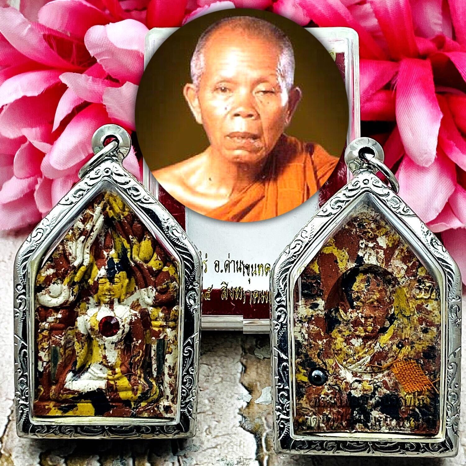 KhunPaen Lp Koon Be2556 Attraction Relationship Love Mix Ashes Thai Amulet 17352