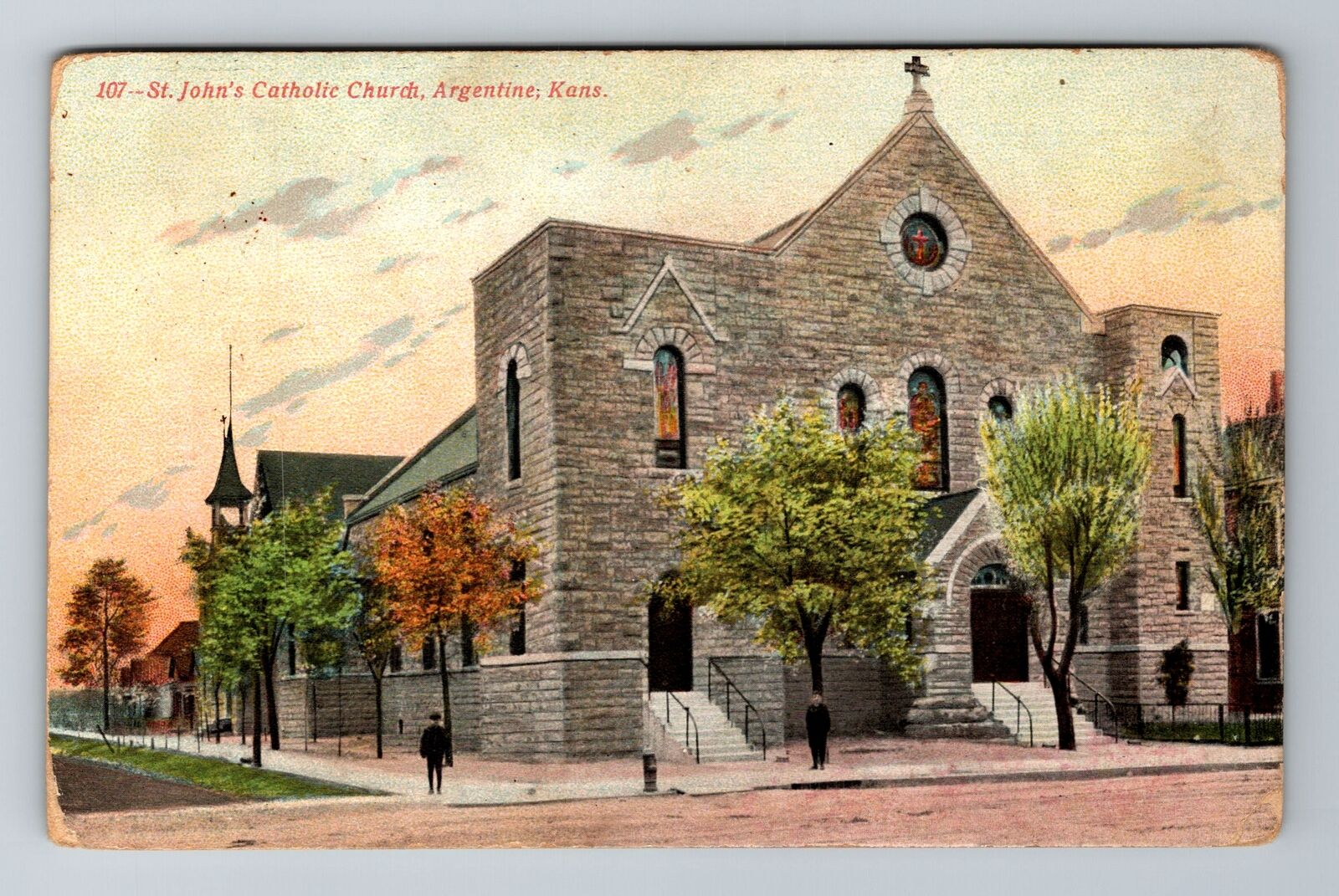 Argentine KS-Kansas, St John\'s Catholic Church, Religion, Vintage c1909 Postcard