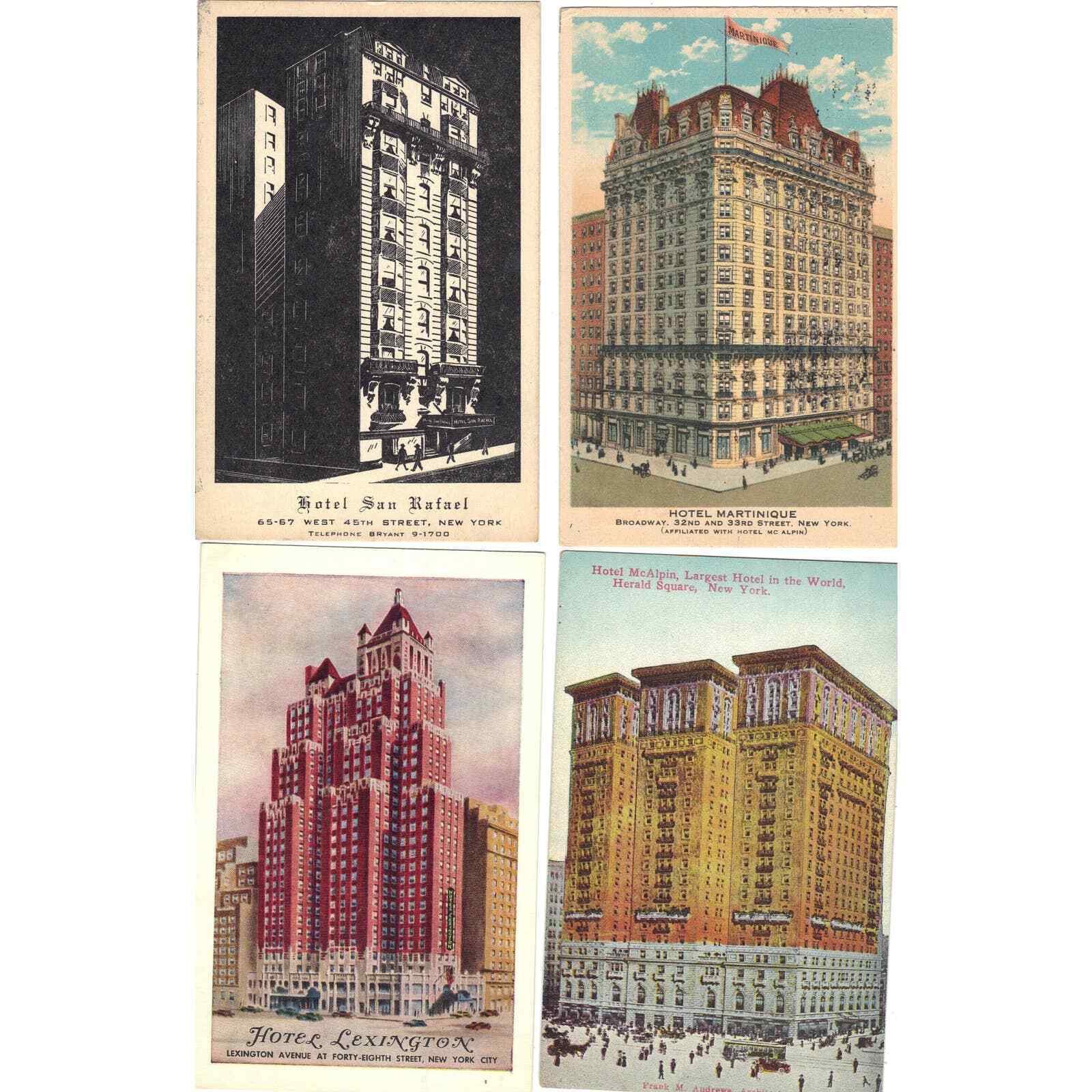 Lot of 4 Vintage Postcards of New York City - Lot 711