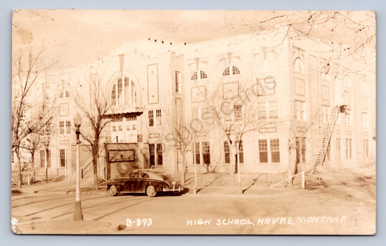 J89/ Havre Montana RPPC Postcard c1940s High School Building  321
