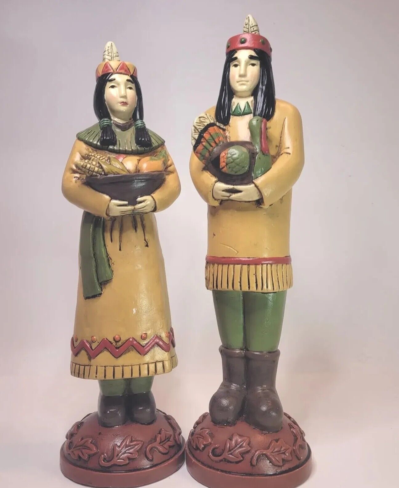 Vtg Native American Thanksgiving Figures Set Of 2 Seasons of Cannon Falls Decor
