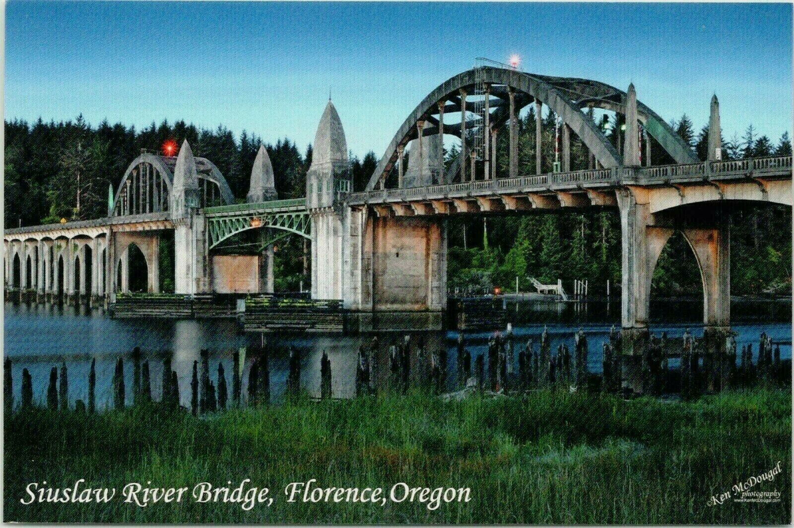 Postcard 4x6 OR Siuslaw River Bridge Historic Scenic View Florence Oregon