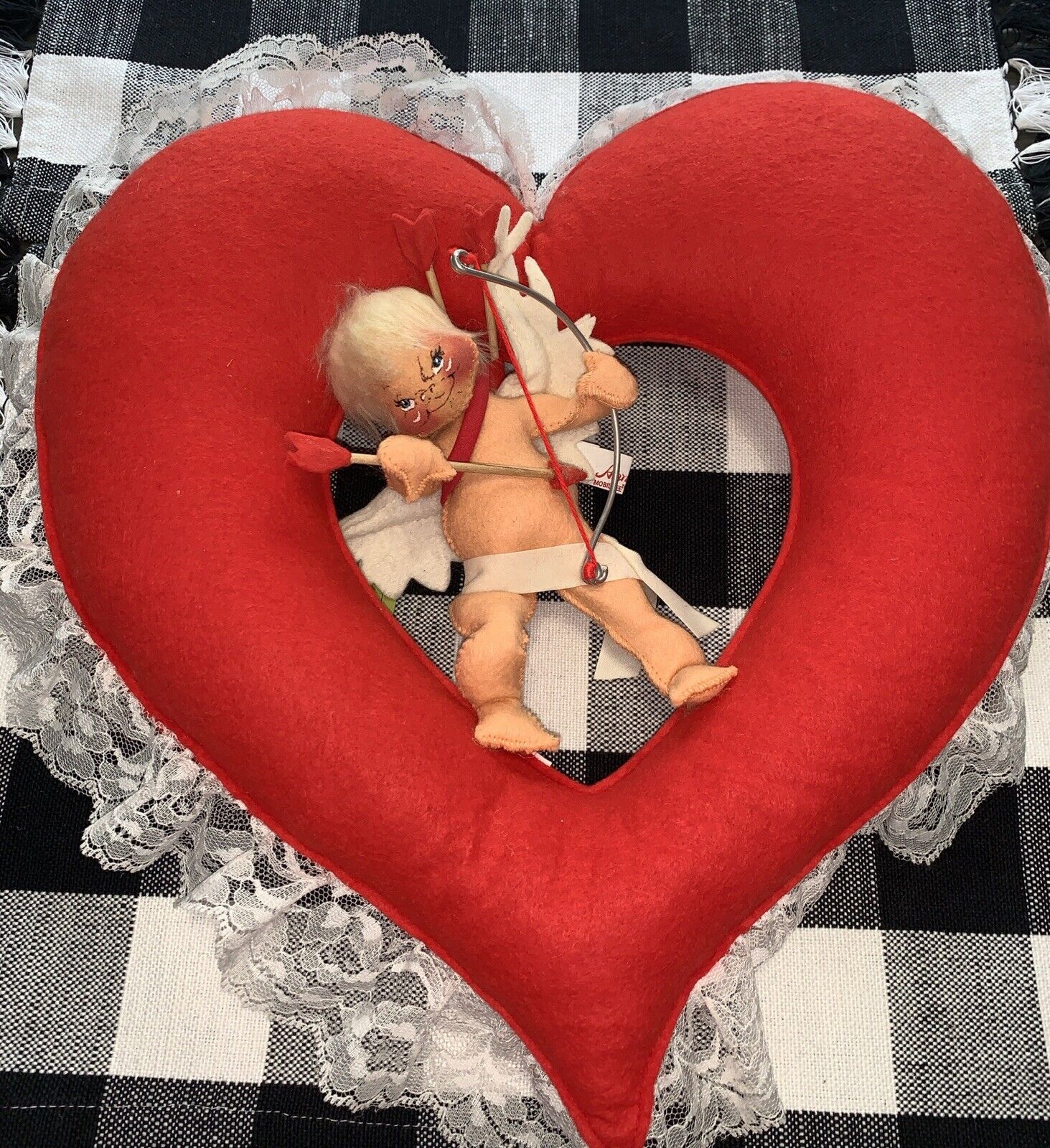 Annalee Vintage Valentines Cupid Doll Heart 1983   16” X 15”.  Excellent Rare