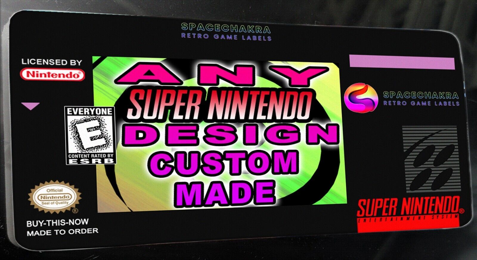 Any Design CUSTOM Made SNES Label Highest Quality Glossy Laminate Vinyl Sticker
