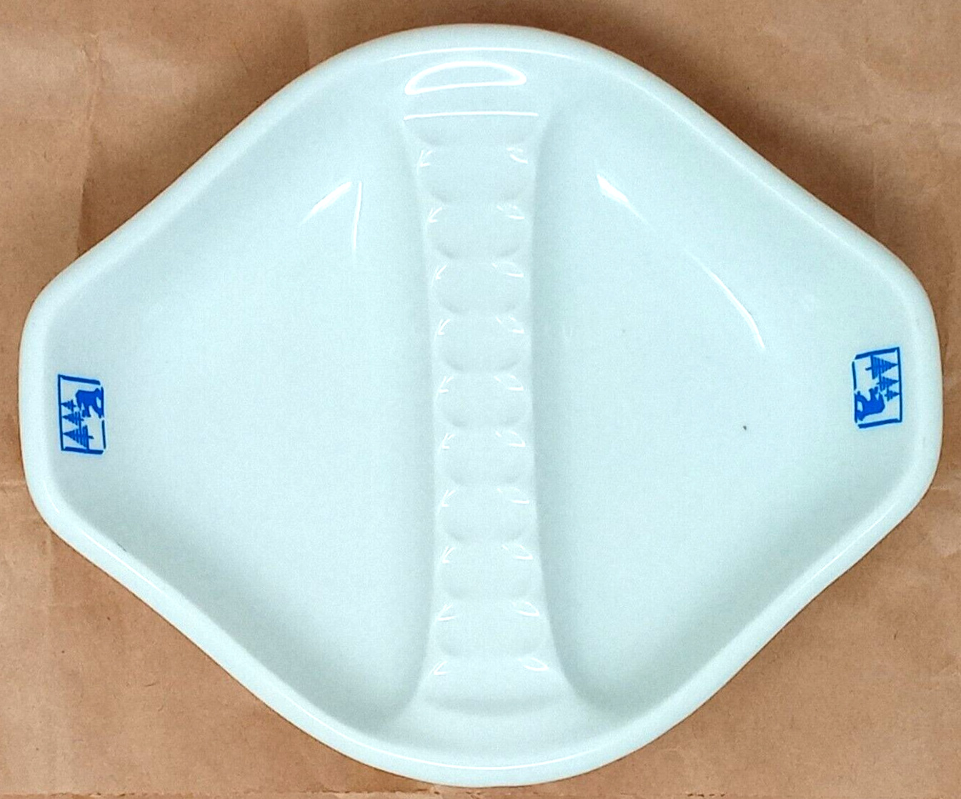Porsgrund Norway White Ceramic Ashtray PP Anchor logo \'64\' 8\