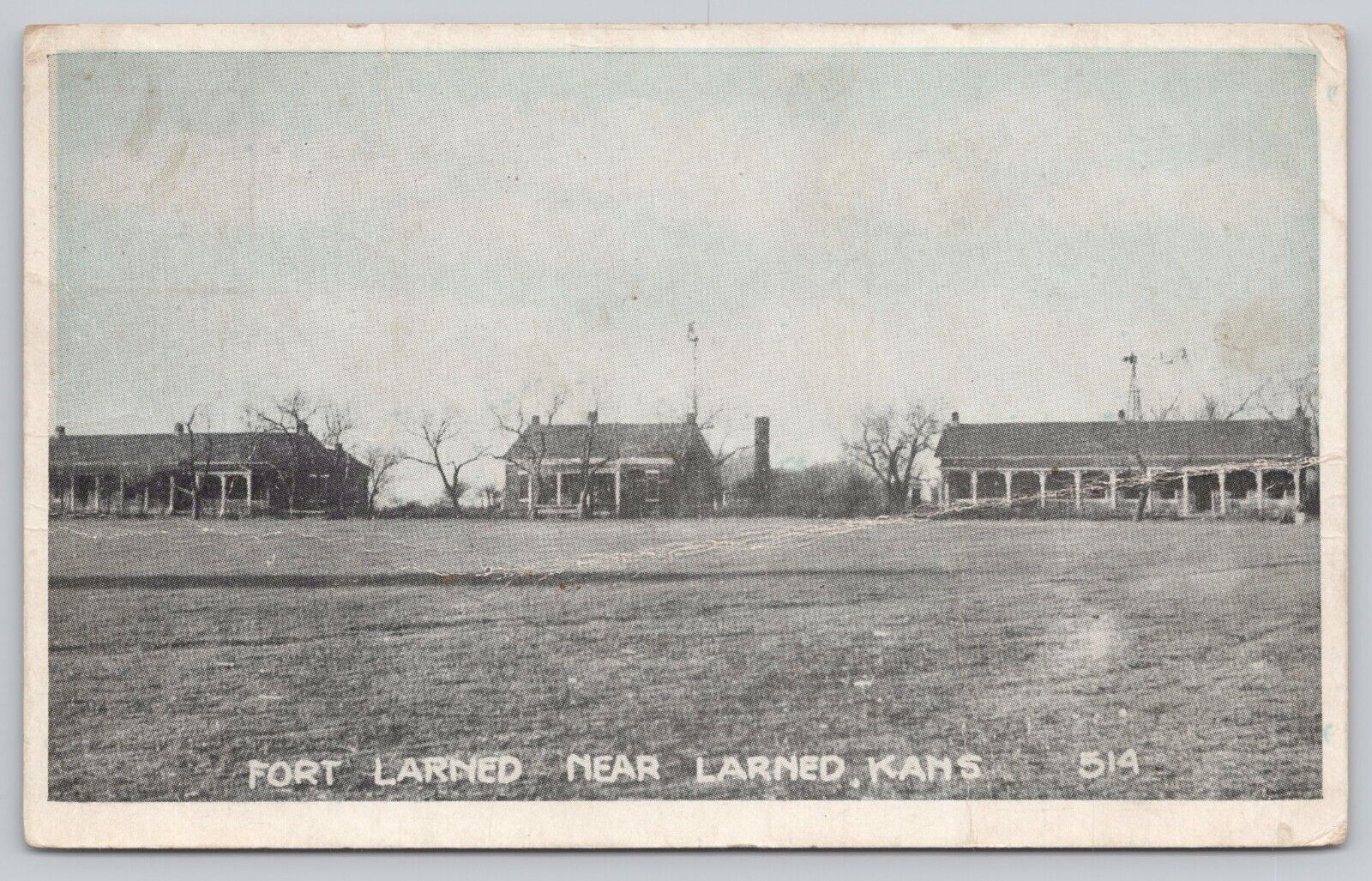 Fort Larned Near Larned Kansas KS Vintage White Border Postcard c1926