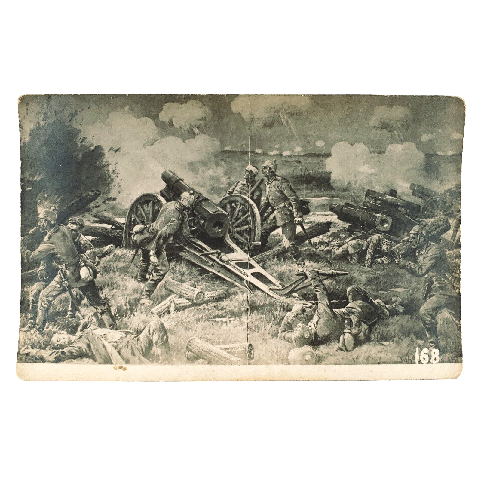 Austro-Hungarian Army Artillery Postcard c1914 WW1 Battlefield Action Art C3454