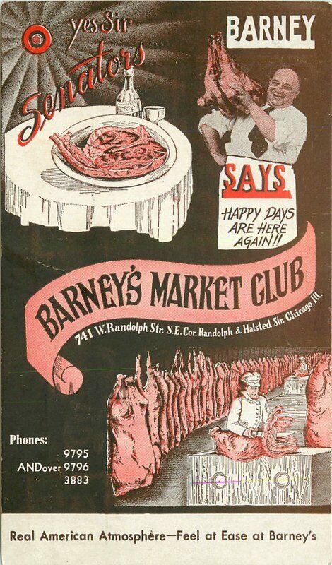 Barney\'s Market Club Restaurant Chicago Illinois 1949 Postcard Interior 6497