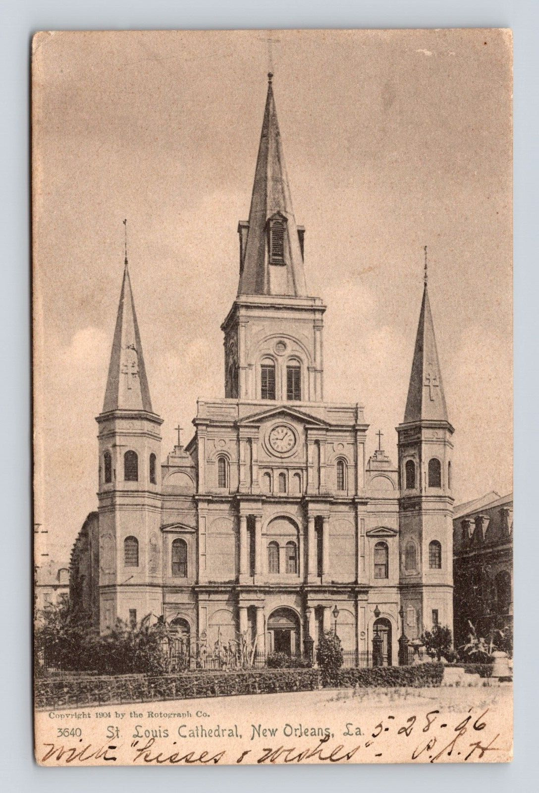 Antique Postcard ST LOUIS CATHEDRAL CHURCH RPPC Real Photo New Orleans LA 1906