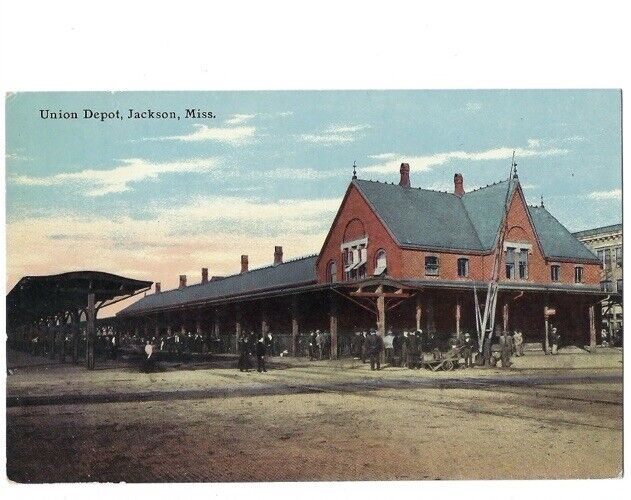 c1910s Union Depot Railroad Station Jackson Mississippi MS Postcard RARE