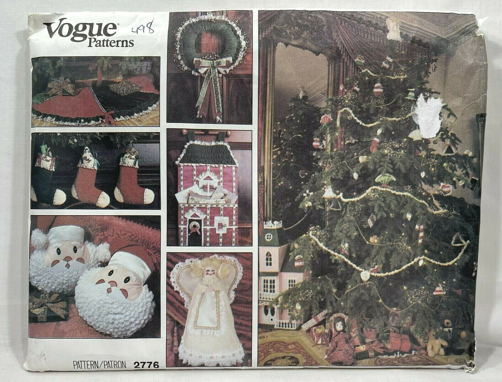 1987 Vogue Sewing Pattern 2776 Christmas Stockings Ornaments Tree Skirt Vtg 9916