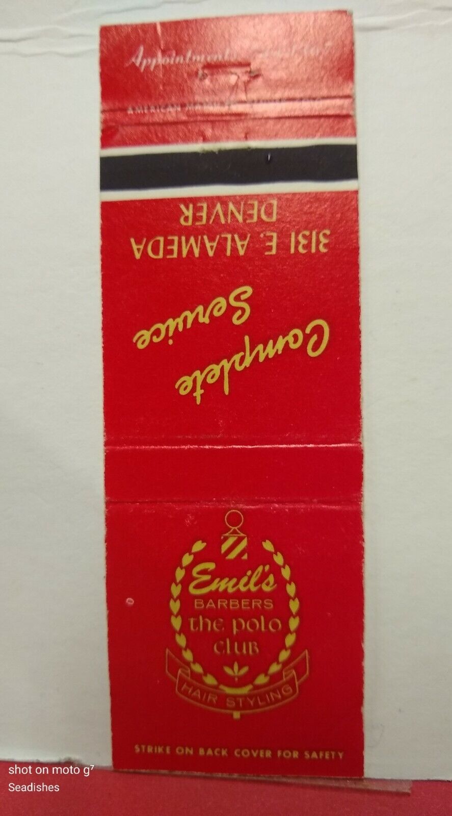 Vintage Emil\'s Barbers Hair Styling The Polo Club Denver CO Matchbook Cover