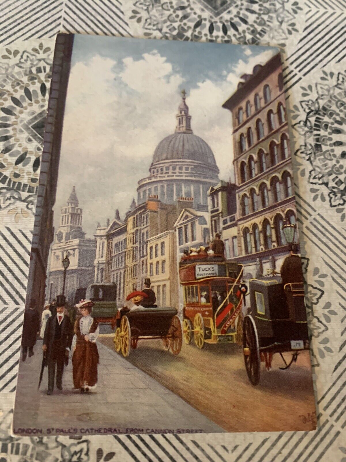 Vintage Tuck  Advertising Tuck Postcard London Bus St. Pauls Only 1 In The World