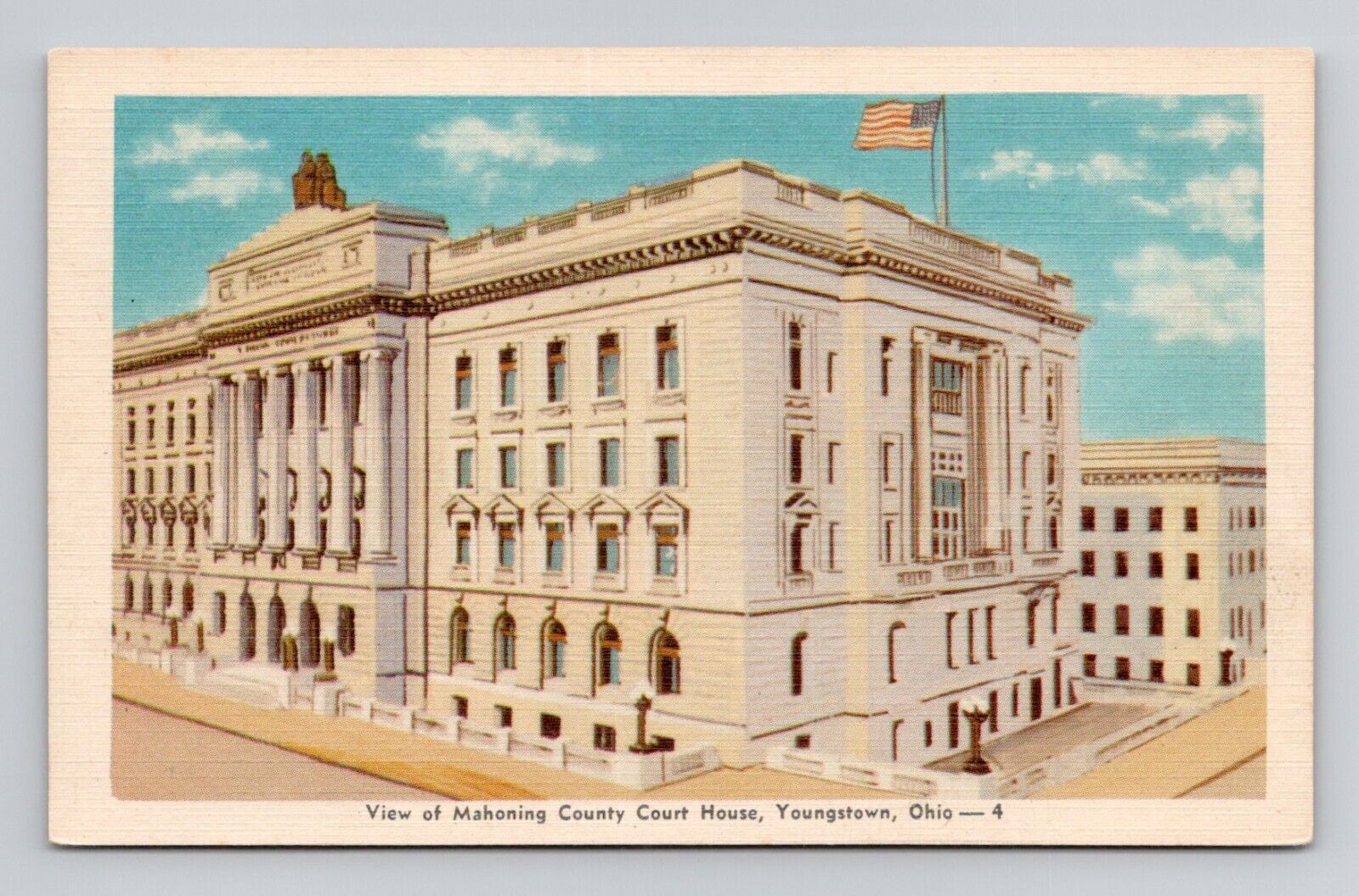 Postcard Mahoning County Court House Youngstown Ohio, Vintage Linen M8