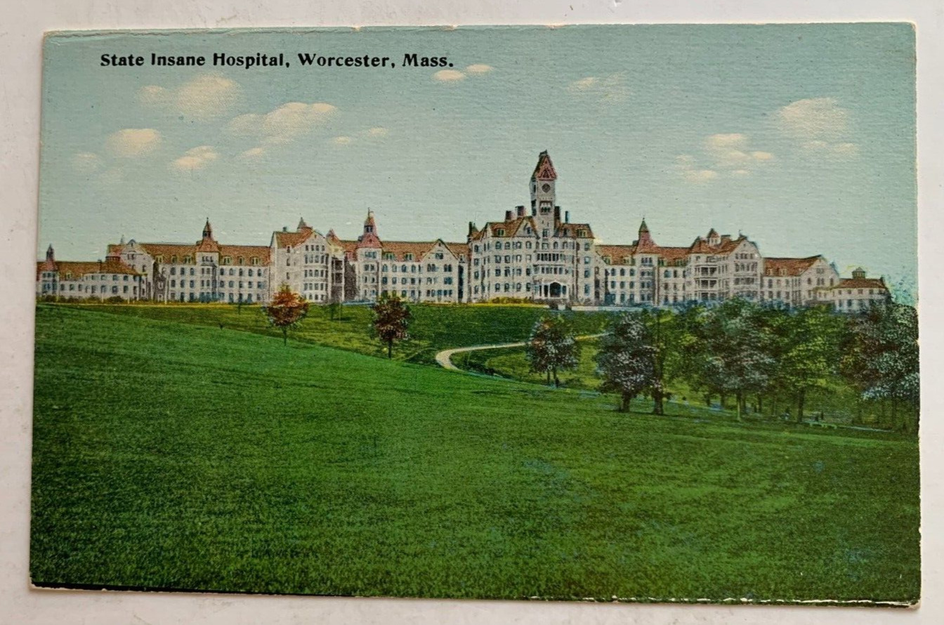 ca 1900s MA Postcard Worcester Massachusetts State Insane Hospital building