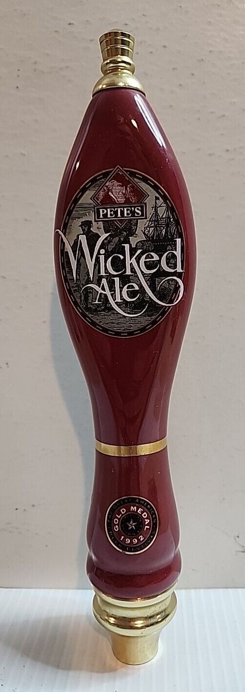 Vintage Pete\'s Wicked Ale Beer Tap Handle Ceramic 2 Sided 12 Inches