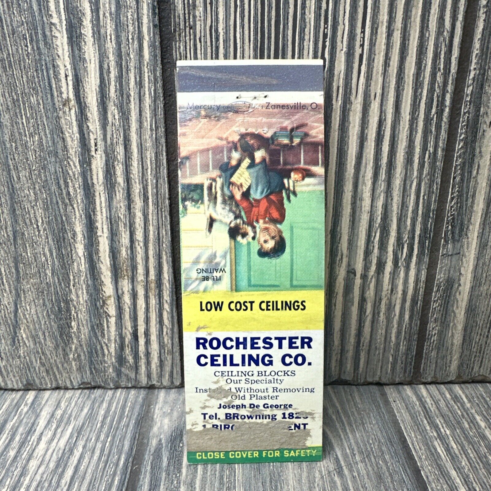 Vtg Rochester Ceiling Co Rochester NY Matchbook Cover Advertisement