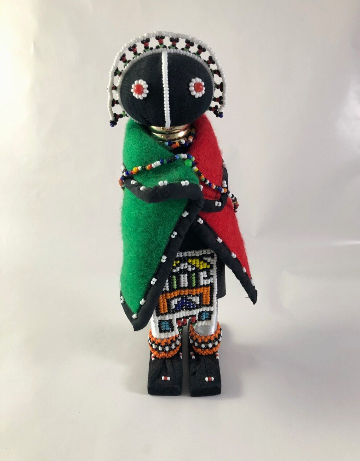 South African Ndebele Traditional Folk Art Beaded Ceremonial Handmade Doll 11”