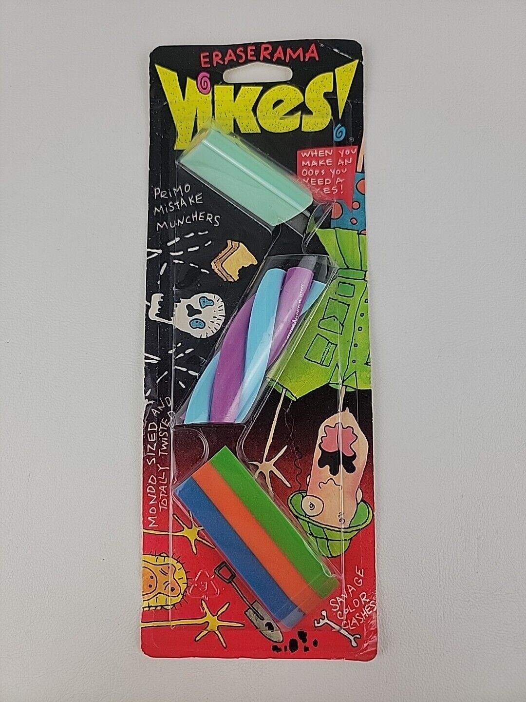 Vintage Yikes Wreck-Tangular And Twisted Erasers Sanford 1990s Pre Nickelodeon 