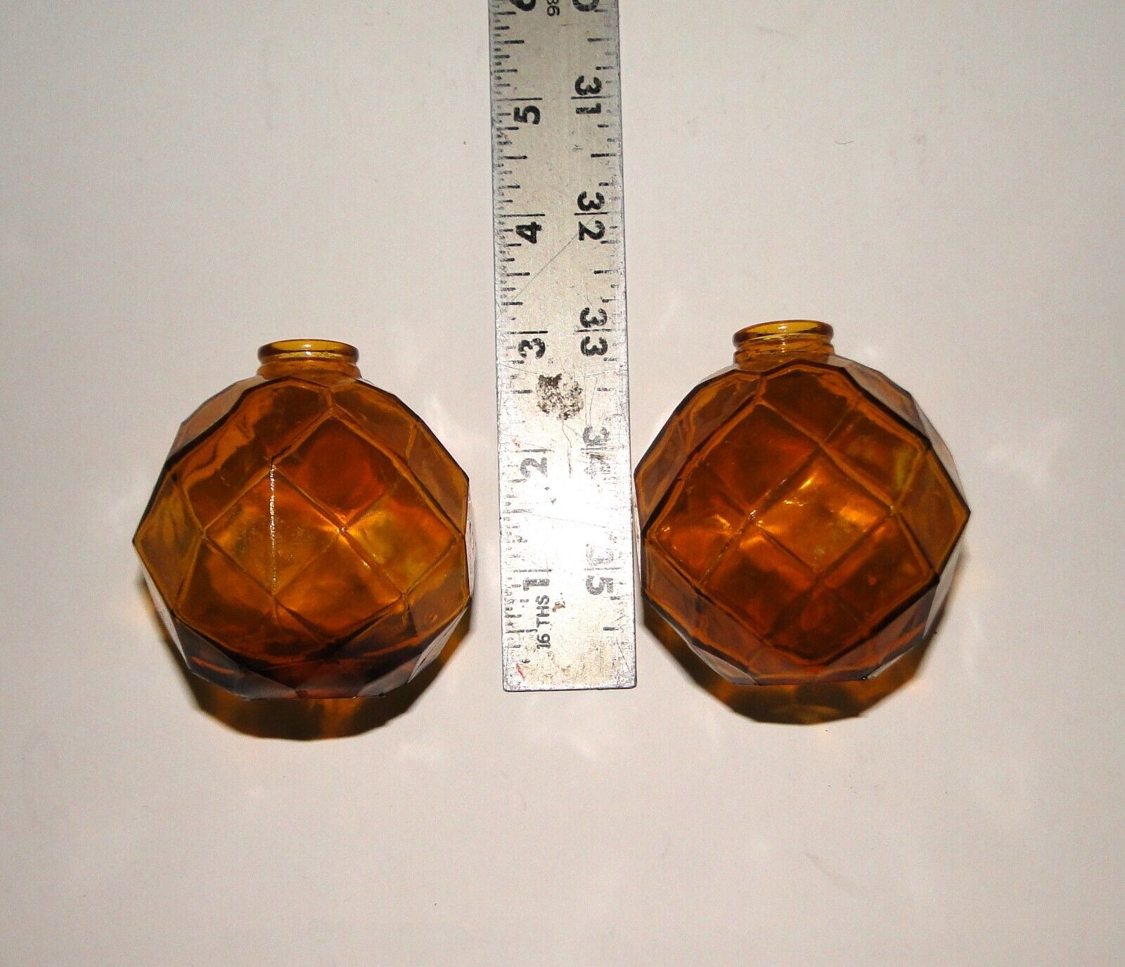 2 Vintage Amber Glass Lamp Spacers Replacement Parts